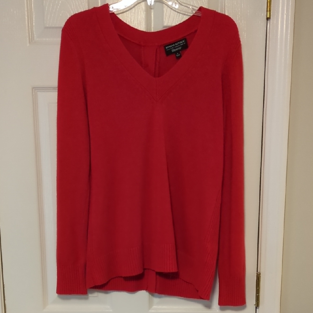 Banana Republic V-Neck Sweater With Button Down Back Detail